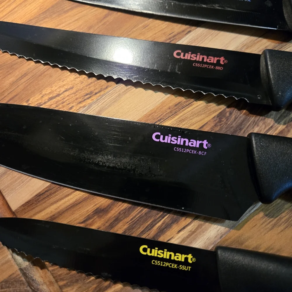 Cuisinart C55-7PCE Ceramic Coated Cutlery Set Color End Caps Kitchen Knives 6 PC